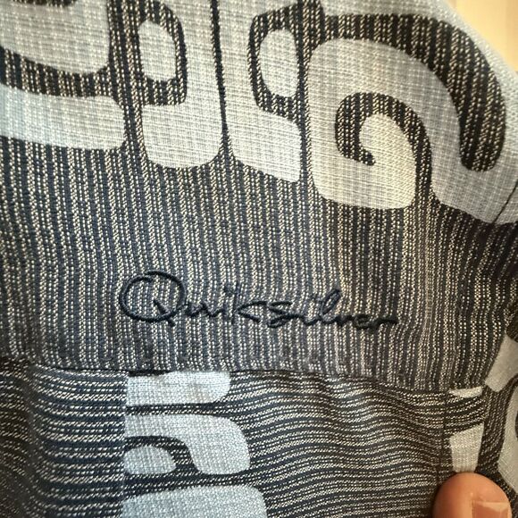 Quicksilver Waterman Collection Men Shirts Sz L Blue Button Front Short Sleeves - Picture 5 of 9
